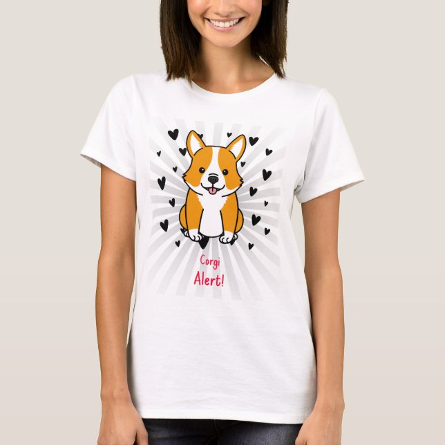 ¡Alerta Corgi!  linda camiseta (Anverso)