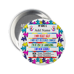 Alerta de Autismo Pin Botón Insignia No Verbal