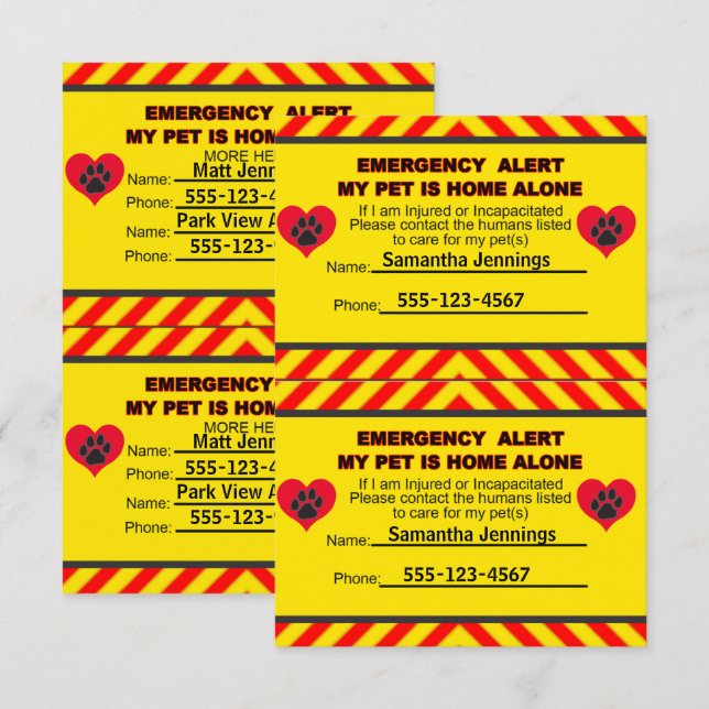Alerta de emergencia Mi Mascota es sólo tarjetas d (Anverso / Reverso)