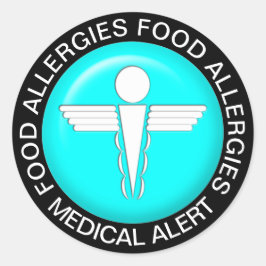 Alerta médica - Pegatina redondo clásico Verde azu