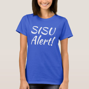 ¡Alerta SISU! Camiseta de mujeres finlandesas (azu