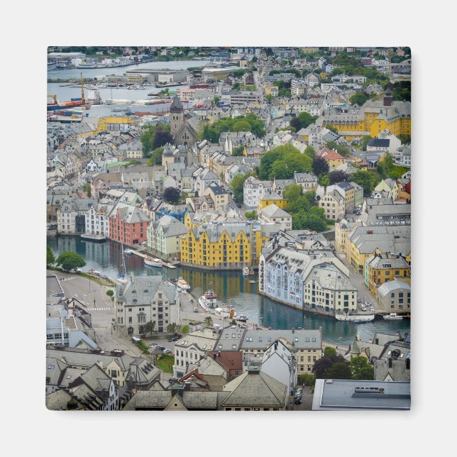 Alesund, ciudad Art Nouveau, imán noruego (Frente)