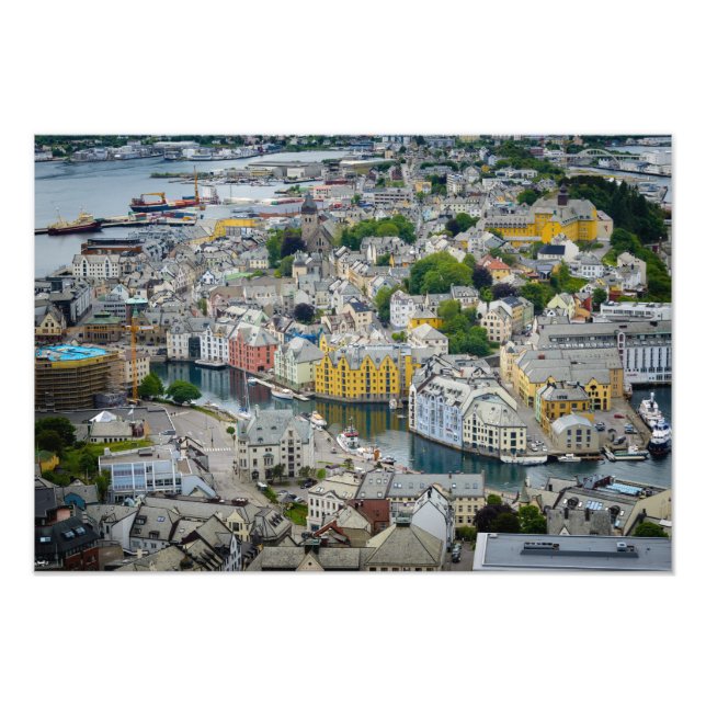 Alesund, ciudad de Art Nouveau, Noruega foto impre (Frente)