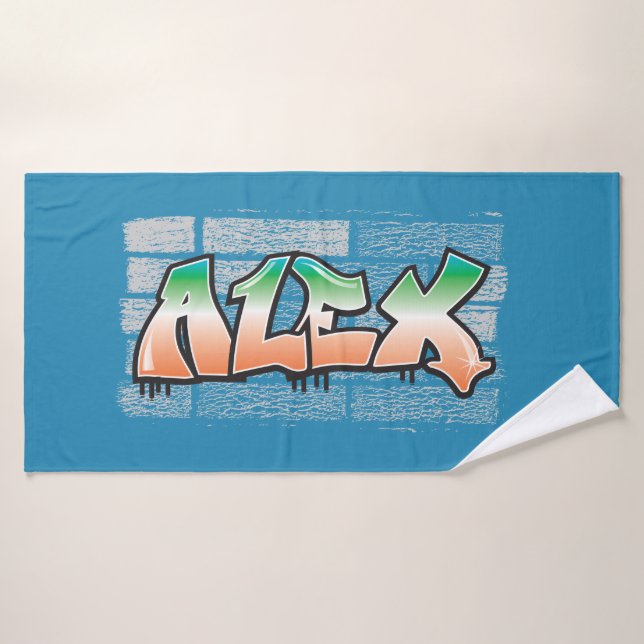 ALEX Su Nombre Graffiti Brick Wall Paint Splatt (Toalla de baño)
