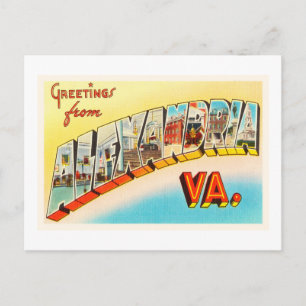 Alexandria Virginia VA Vieja tarjeta de viaje de c