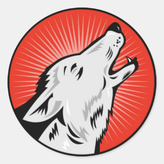 Alfa Lobo redondo Pegatina brillante por ZEROSIXFE