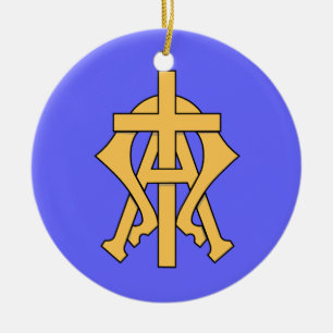 Alfa y ornamento del navidad de Omega