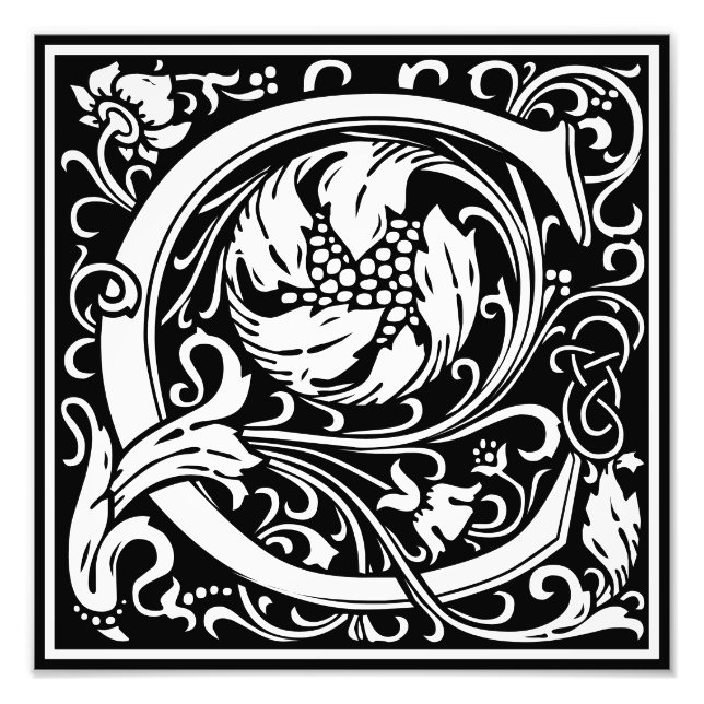 Alfabetización floral Monograma C Foto impresa (Frente)