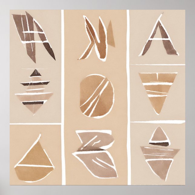 Alfabeto boho rock estilo arte botánico moderno (Frente)