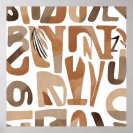 Alfabeto boho rock estilo arte botánico moderno