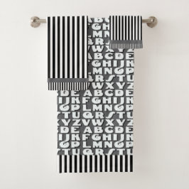 Alfabeto de niños rayas grises negras