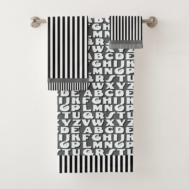 Alfabeto de niños rayas grises negras (In situ)