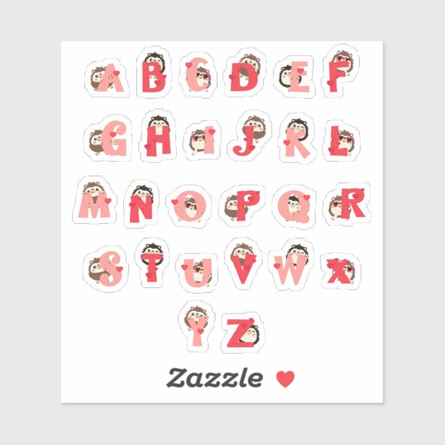 Alfabeto de pegatinas Hedge Hugs | Letras de erizo (Hoja)