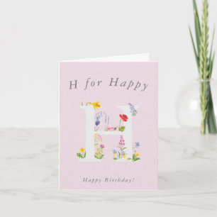 alfabeto floral H para tarjeta de cumpleaños