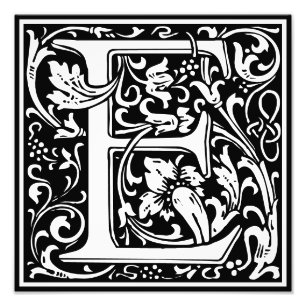 Alfabeto floral Monograma E Imprimir foto