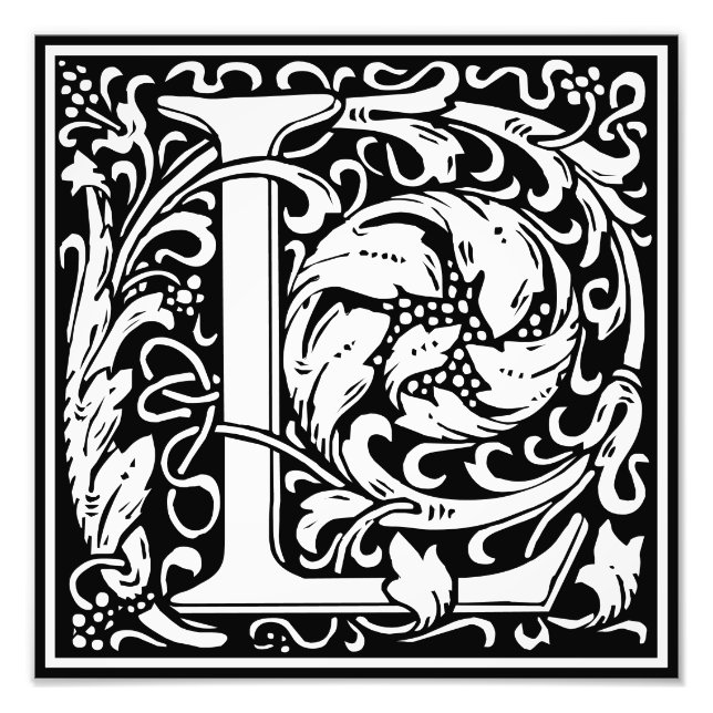 Alfabeto floral Monograma L Imprimir foto (Frente)