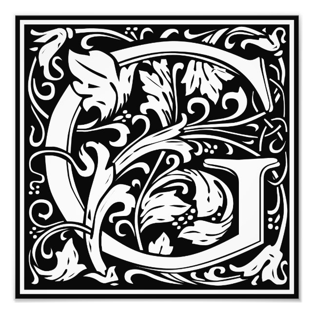 Alfabeto floral Monograma Letra G Foto Impresión (Frente)