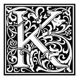 Alfabeto floral Monograma Letra K Foto Imprimir