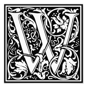 Alfabeto floral Monograma Letra W Foto Impresión