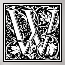 Alfabeto floral Monograma Letra W Foto Impresión