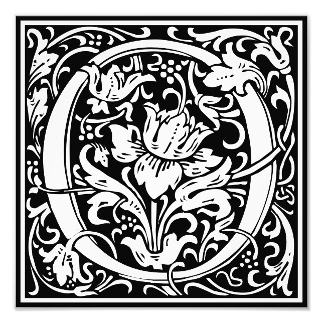 Alfabeto floral Monograma O Impresión fotográfica (Frente)