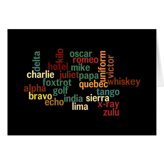 Alfabeto fonético de OTAN (fondo oscuro) (Anverso (Horizontal))