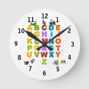 Alfabeto y reloj de pared de los insectos del