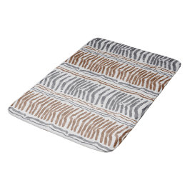 Alfombra de baño a rayas beige y gris moderna