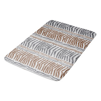 Alfombra de baño a rayas beige y gris moderna