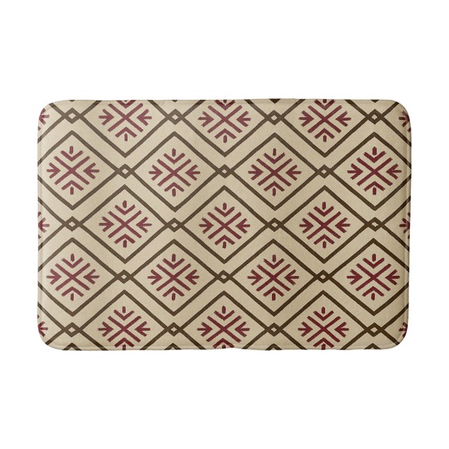 Alfombra de baño beige y burdeos (Anverso)