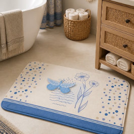 Alfombra de baño boho mariposa y botánica