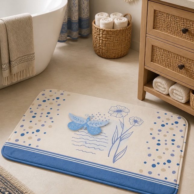 Alfombra de baño boho mariposa y botánica (Subido por el creador)