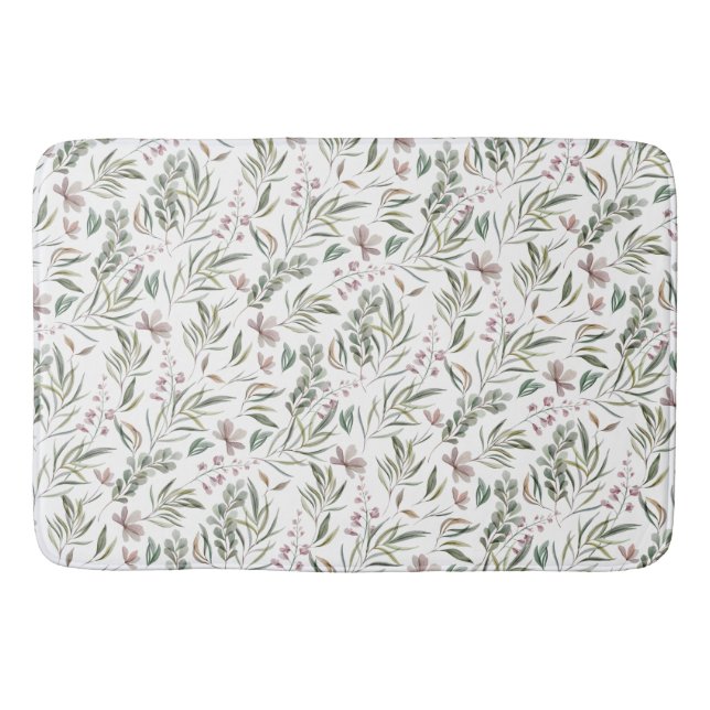 Alfombra de baño botánica acuarela (Anverso)