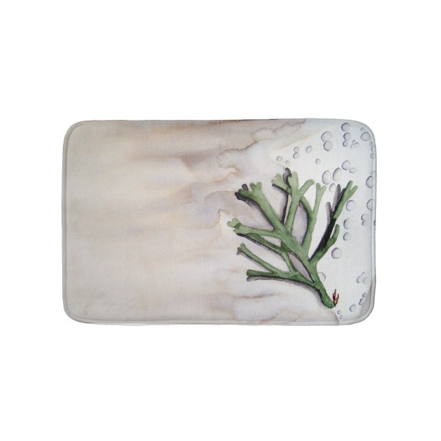 Alfombra de baño con acuarela de alga (Anverso)