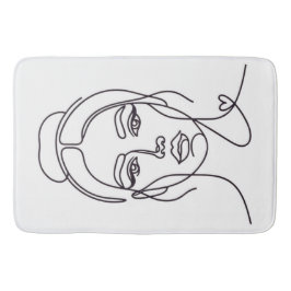 Alfombra de baño con arte de línea de cara de muje