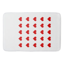 Alfombra de baño con corazones.