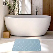 Alfombra de baño con estampado de corazones azules