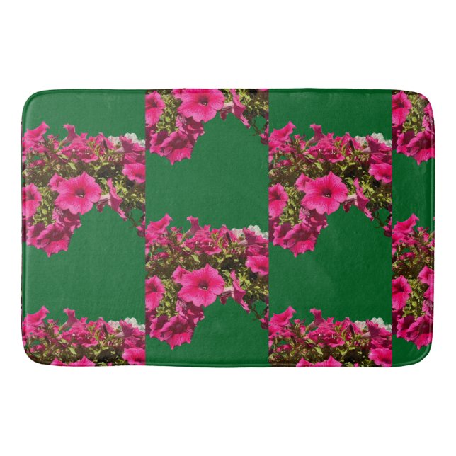 Alfombra de baño con estampado floral rosa (Anverso)