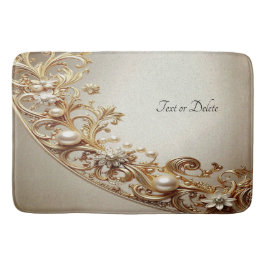 Alfombra de baño con floritura dorada ornamentada