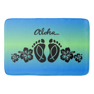Alfombra de baño con huellas de Aloha