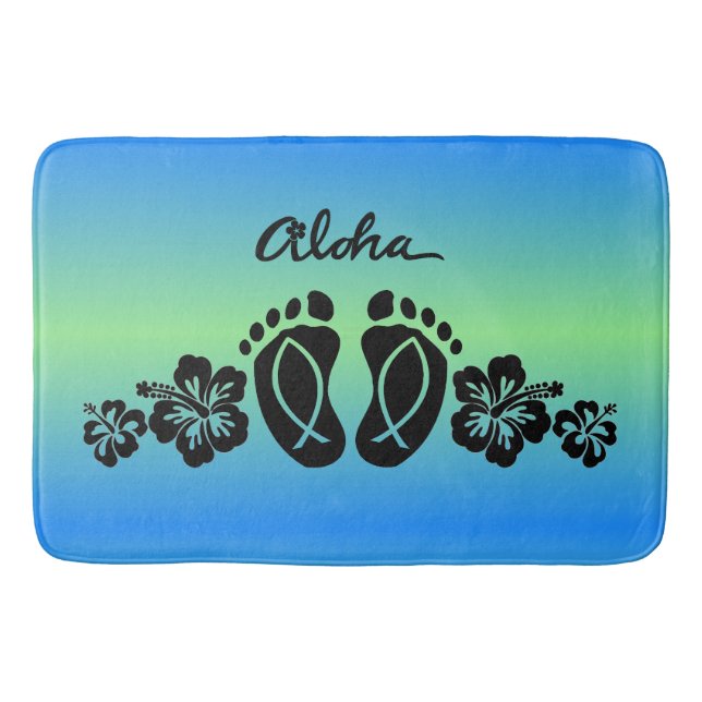 Alfombra de baño con huellas de Aloha (Anverso)