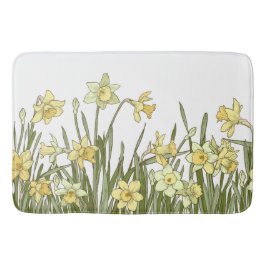 Alfombra de baño con imagen dibujada de narcisos a
