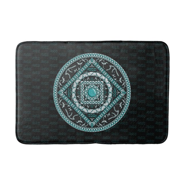 Alfombra de baño con mandala de Acuario (Anverso)