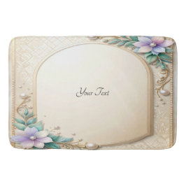 Alfombra de baño con marco floral decorativo con p