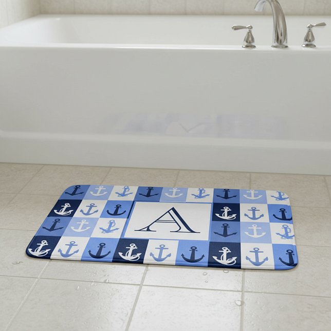 Alfombra de baño con monograma de anclas (Subido por el creador)