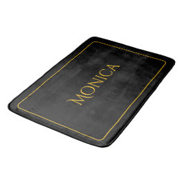 Alfombra de baño con monograma elegante en negro y