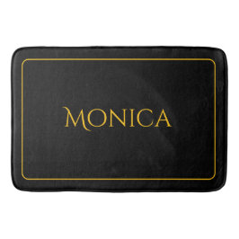 Alfombra de baño con monograma elegante en negro y