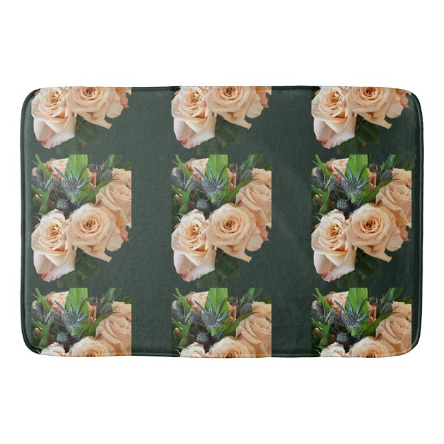 Alfombra de baño con patrón de rosas de melocotón  (Anverso)