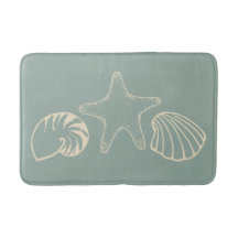 Alfombra de baño conchas verde marino