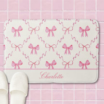 Alfombra de baño Coquette con lazo rosa